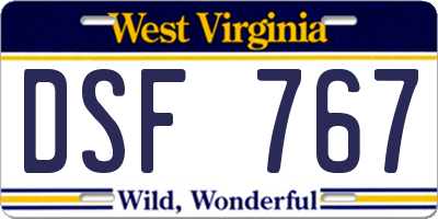 WV license plate DSF767