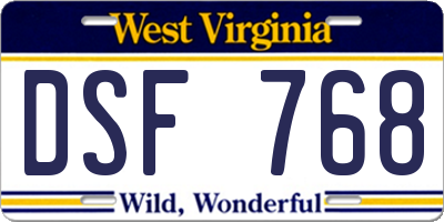 WV license plate DSF768