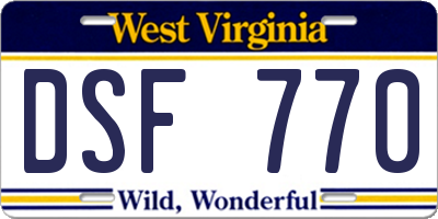 WV license plate DSF770
