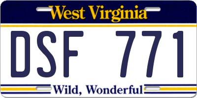 WV license plate DSF771