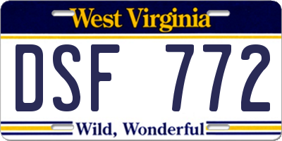 WV license plate DSF772