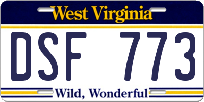 WV license plate DSF773