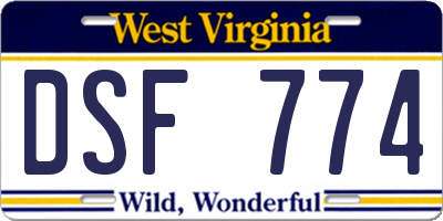 WV license plate DSF774