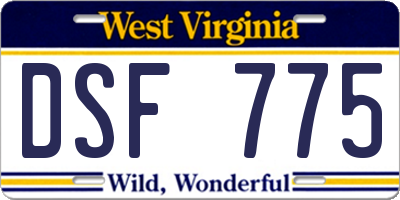 WV license plate DSF775