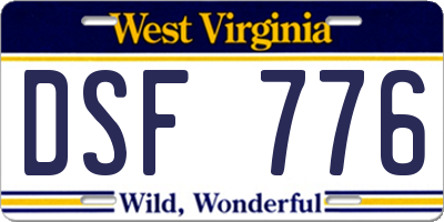 WV license plate DSF776