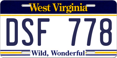WV license plate DSF778