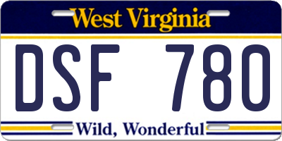 WV license plate DSF780