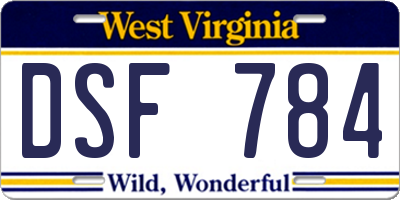WV license plate DSF784