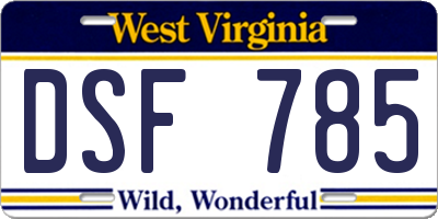 WV license plate DSF785