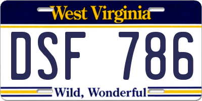 WV license plate DSF786