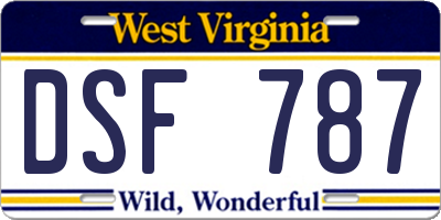 WV license plate DSF787