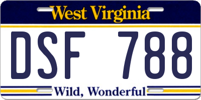 WV license plate DSF788