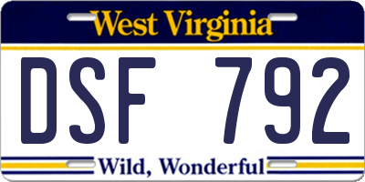 WV license plate DSF792