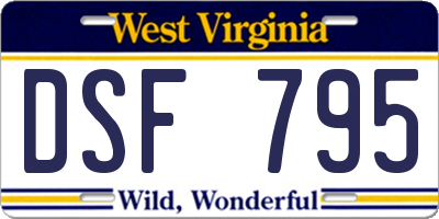 WV license plate DSF795