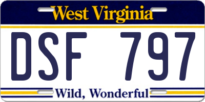 WV license plate DSF797