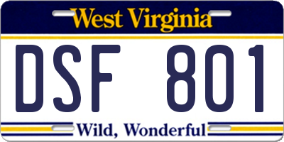 WV license plate DSF801