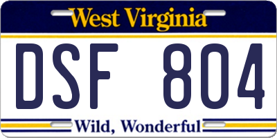WV license plate DSF804