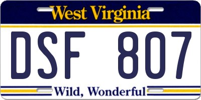 WV license plate DSF807