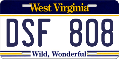 WV license plate DSF808