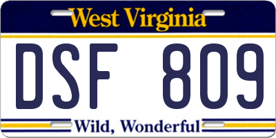 WV license plate DSF809