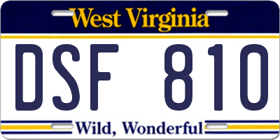 WV license plate DSF810