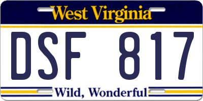 WV license plate DSF817