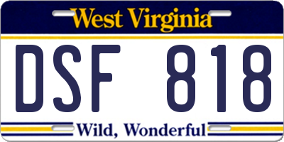 WV license plate DSF818