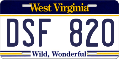 WV license plate DSF820