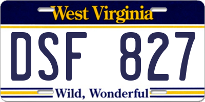 WV license plate DSF827