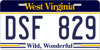 WV license plate DSF829