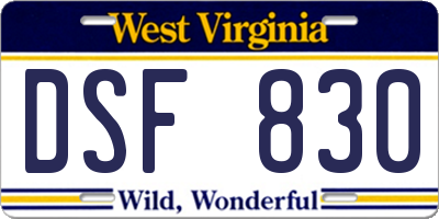 WV license plate DSF830