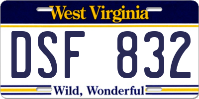 WV license plate DSF832