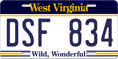 WV license plate DSF834