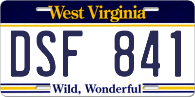 WV license plate DSF841