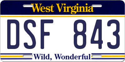 WV license plate DSF843