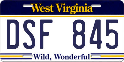 WV license plate DSF845