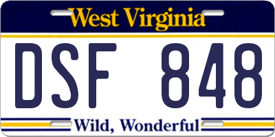 WV license plate DSF848