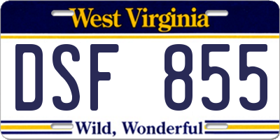 WV license plate DSF855