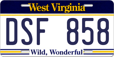 WV license plate DSF858