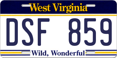 WV license plate DSF859