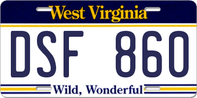WV license plate DSF860