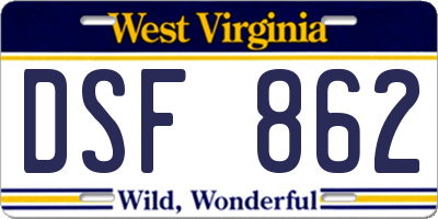 WV license plate DSF862