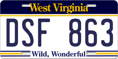 WV license plate DSF863