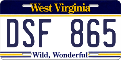 WV license plate DSF865