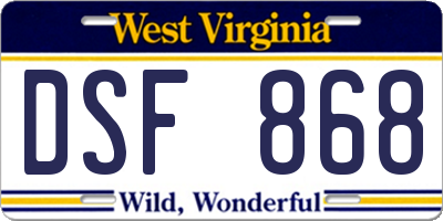 WV license plate DSF868