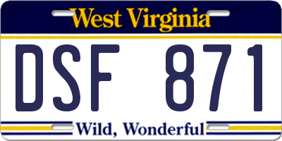WV license plate DSF871