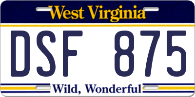 WV license plate DSF875