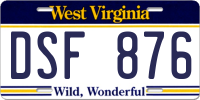 WV license plate DSF876