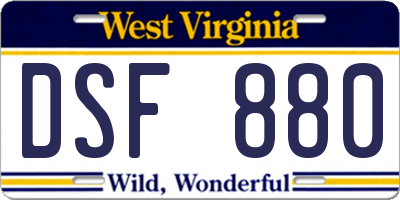 WV license plate DSF880