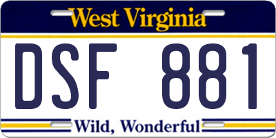 WV license plate DSF881